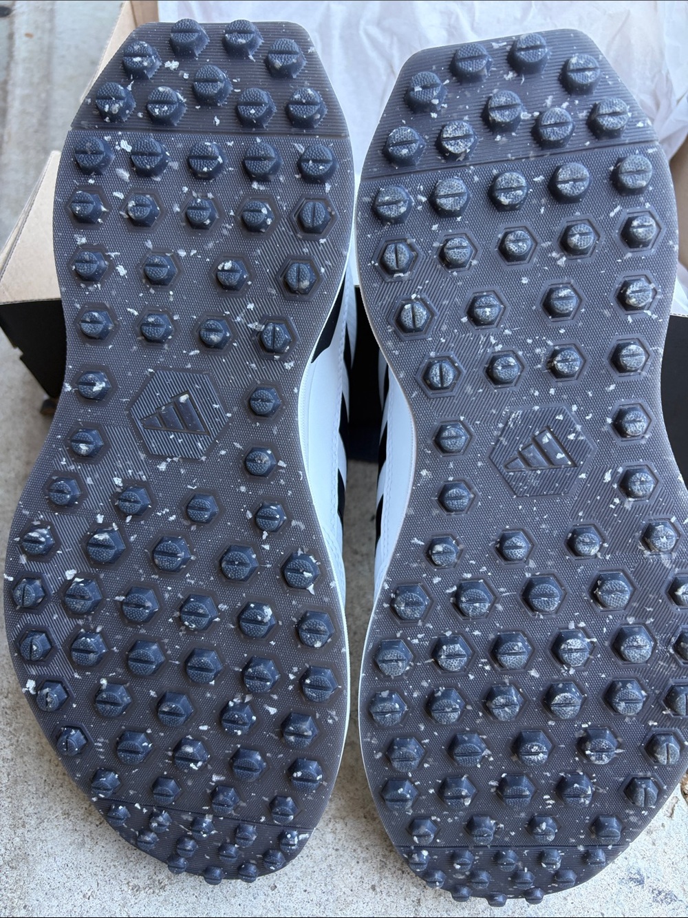 adidas White and Black Men's Golf Shoes with Three-Stripes - Picture 3 of 4